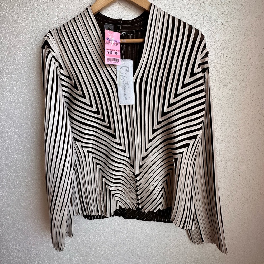 OBSTINEE Women’s Size 10 jacket Blouse  Zipper Long Sleeves See Through